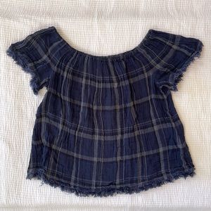 Lucky Brand Plaid Off the Shoulder Top
